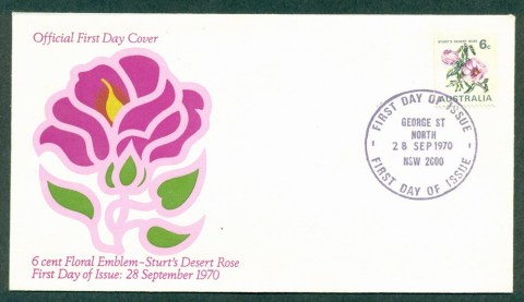 Australia-1970-Floral-Coil-6c-George-St-FDC-Lot27733