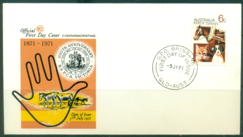 Australia-1971-RSPCA-centenary-Wesley-6c-brown-FDC