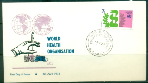 Australia-1973-WHO-World-health-Organisation-Wesley-purple-blue-FDC