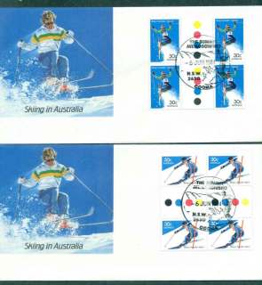 Australia-1984-Sking-Gutter-Blk-4-Kosciusko-Summit-4x-FDC-Lot50385