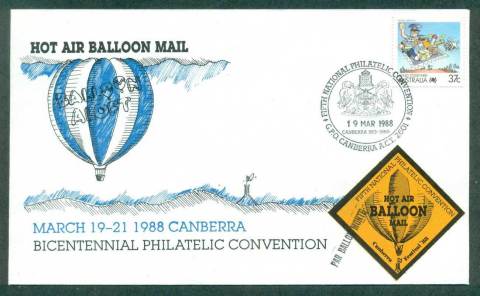 Australia-1988-Canberra-National-Philatelic-Convention-Balloon-Flight-FDC-lot52336