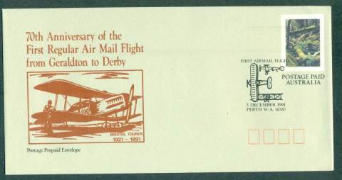 Australia-1991-Geraldto-to-Derby-Air-Mail-Flight-Pictorial-Postmark-FDI-PSE-lot52246