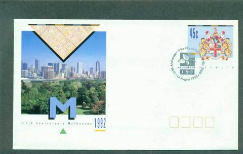 Australia-1992-Melbourne-150th-Anniv-Pictorial-Postmark-FDI-PSE-lot52274