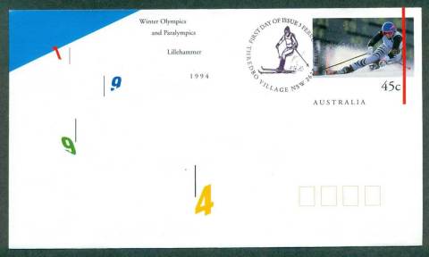 Australia-1994-Winter-Olympics-paralympics-Thredbo-Pictorial-Postmark-FDI-PSE-lot52302