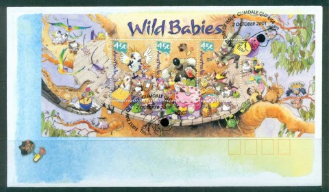 Australia-2001-Wild-Babies-MS-FDC