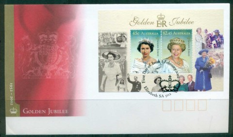 Australia-2002-QEII-Golden-Jubilee-MS-FDC