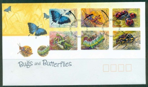 Australia-2003-Bugs-Butterflies-PS-FDC-Lot19356