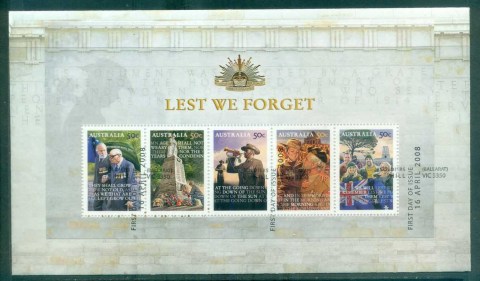 Australia-2008-Lest-We-Forget-MS-FDC-lot75991