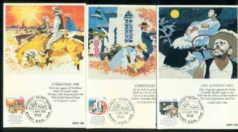 Australia-1981-Xmas-3x-Maxicards-lot80491
