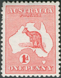 Australia-1913-Kangaroo-Map-1-pence-carmine-I-First-CR-over-A-P12-Animal