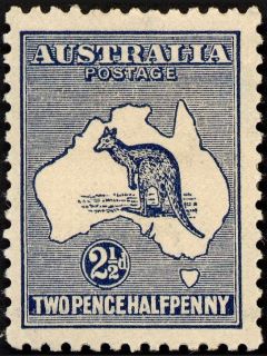 Australia-1913-Kangaroo-Map-2-5-pence-indigo-II-First-CR-over-A-P12-Animal