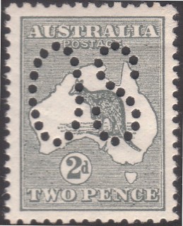 Australia-1913-Kangaroo-Map-2-pence-grey-I-First-CR-over-A-P12-Animal_1