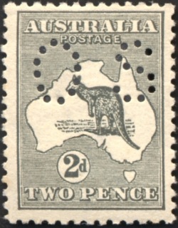 Australia-1913-Kangaroo-Map-2-pence-grey-I-First-CR-over-A-P12-Animal_2