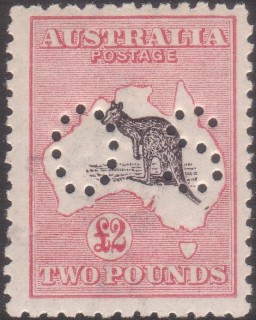 Australia-1913-Kangaroo-Map-2-pound-black-and-rose-First-CR-over-A-P12-Animal