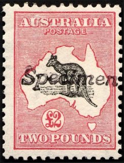 Australia-1913-Kangaroo-Map-2-pound-black-and-rose-II-First-CR-over-A-P12-Animal_1