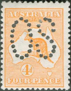 Australia-1913-Kangaroo-Map-4-pence-orange-II-First-CR-over-A-P12-Animal_1