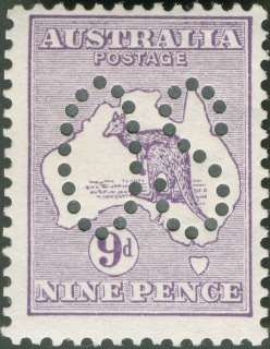 Australia-1913-Kangaroo-Map-9-pence-violet-II-First-CR-over-A-P12-Animal_1