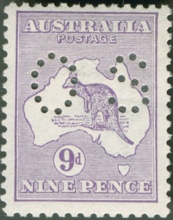 Australia-1913-Kangaroo-Map-9-pence-violet-II-First-CR-over-A-P12-Animal_2