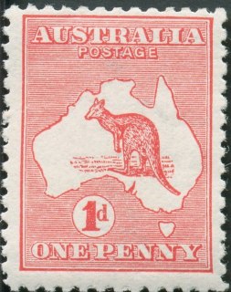 Australia-1914-Kangaroo-Map-1-pence-carmine-IIA-First-CR-over-A-P12-Animal