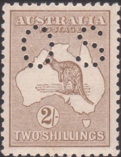 Australia-1915-Kangaroo-Map-2-shilling-brown-II-2nd-Single-CR-over-A-P12-Animal_1