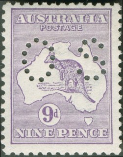 Australia-1916-Kangaroo-Map-9-pence-violet-II-Third-Single-Crown-over-A-P12-Animal_1