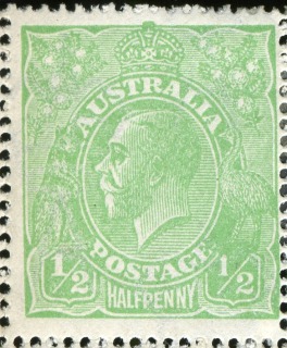 Australia-1918-King-George-V-0-5-pence-green-Large-Multiple-Crown-over-A-P14-Royalty_1