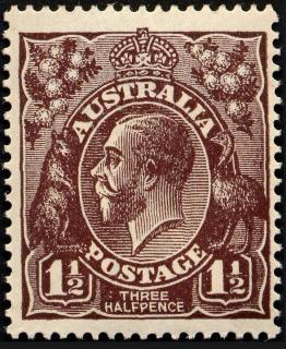 Australia-1918-King-George-V-1-5-pence-black-brown-Single-Crown-over-A-P14-Royalty