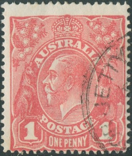 Australia-1918-King-George-V-1-pence-carmine-red-II-Single-CR-over-A-P14-5-x-14-comb-Royalty