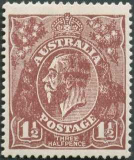 Australia-1919-King-George-V-1-5-pence-deep-red-brown-Single-Crown-over-A-P14-Royalty