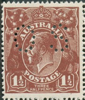 Australia-1919-King-George-V-1-5-pence-red-brown-Large-Multiple-Crown-over-A-P14-Royalty