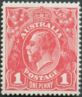 Australia-1919-King-George-V-1-pence-carmine-I-Large-Multiple-Crown-over-A-P14-Royalty