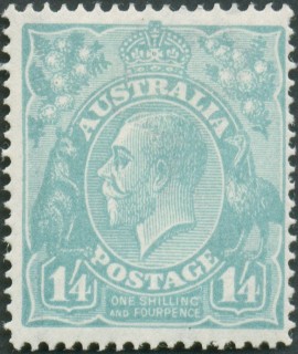 Australia-1920-King-George-V-16-pence-pale-blue-Single-Crown-over-A-P14-Royalty