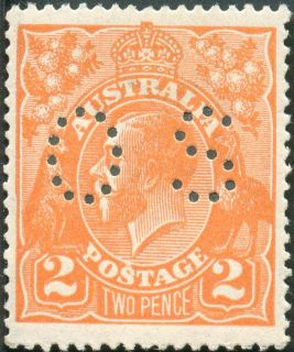 Australia-1920-King-George-V-2-pence-dull-orange-Single-Crown-over-A-P14-Royalty