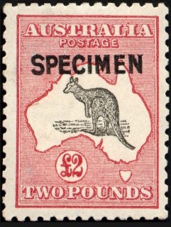 Australia-1921-Kangaroo-Map-2-pound-black-and-rose-II-Third-Single-Crown-over-A-P12-Animal