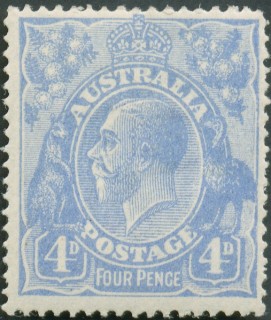 Australia-1922-King-George-V-4-pence-ultramarine-Single-Crown-over-A-P14-Royalty