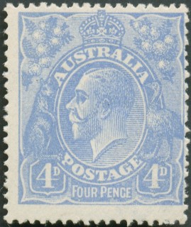 Australia-1922-King-George-V-4-pence-ultramarine-Single-Crown-over-A-P14-Royalty_1