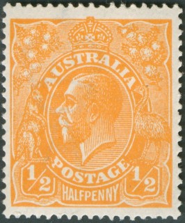 Australia-1923-King-George-V-0-5-pence-orange-Single-Crown-over-A-P14-Royalty