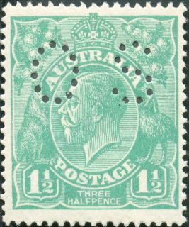 Australia-1923-King-George-V-1-5-pence-green-Single-Crown-over-A-P14-Royalty_3