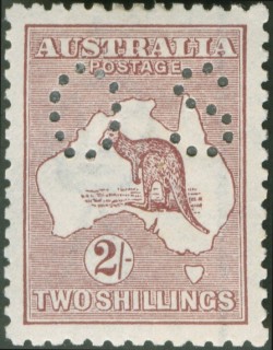 Australia-1924-Kangaroo-Map-2-shilling-maroon-II-Third-Single-Crown-over-A-P12-Animal