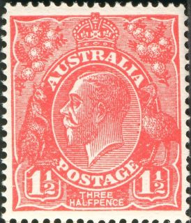 Australia-1924-King-George-V-1-5-pence-scarlet-P14-Royalty