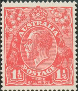 Australia-1924-King-George-V-1-5-pence-scarlet-Single-Crown-over-A-P14-Royalty_1