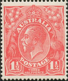 Australia-1924-King-George-V-1-5-pence-scarlet-Single-Crown-over-A-P14-Royalty_2