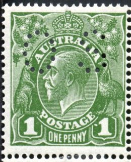 Australia-1924-King-George-V-1-pence-sage-green-Single-Crown-over-A-P14-Royalty_2