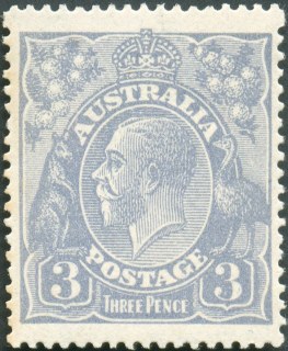 Australia-1924-King-George-V-3-pence-dull-ultramarine-I-Single-Crown-over-A-P14-Royalty