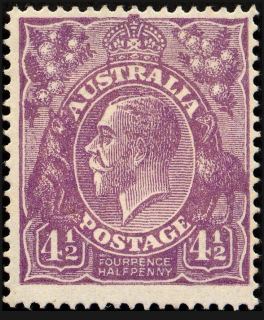 Australia-1924-King-George-V-4-5-pence-violet-Single-Crown-over-A-P14-Royalty_1