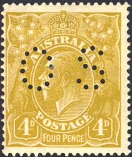 Australia-1924-King-George-V-4-pence-olive-yellow-Single-Crown-over-A-P14-Royalty