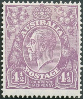 Australia-1926-King-George-V-4-5-pence-violet-Small-Multiple-P14-Royalty