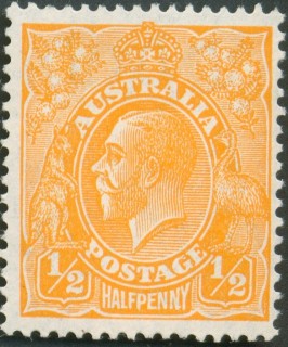 Australia-1927-King-George-V-0-5-pence-orange-I-Small-Multiple-P14-Royalty