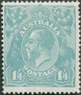 Australia-1927-King-George-V-16-pence-pale-greenish-blue-II-Small-Multiple-P14-Royalty