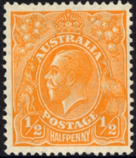 Australia-1928-King-George-V-0-5-pence-orange-Small-Multiple-P13-5x12-5-Royalty